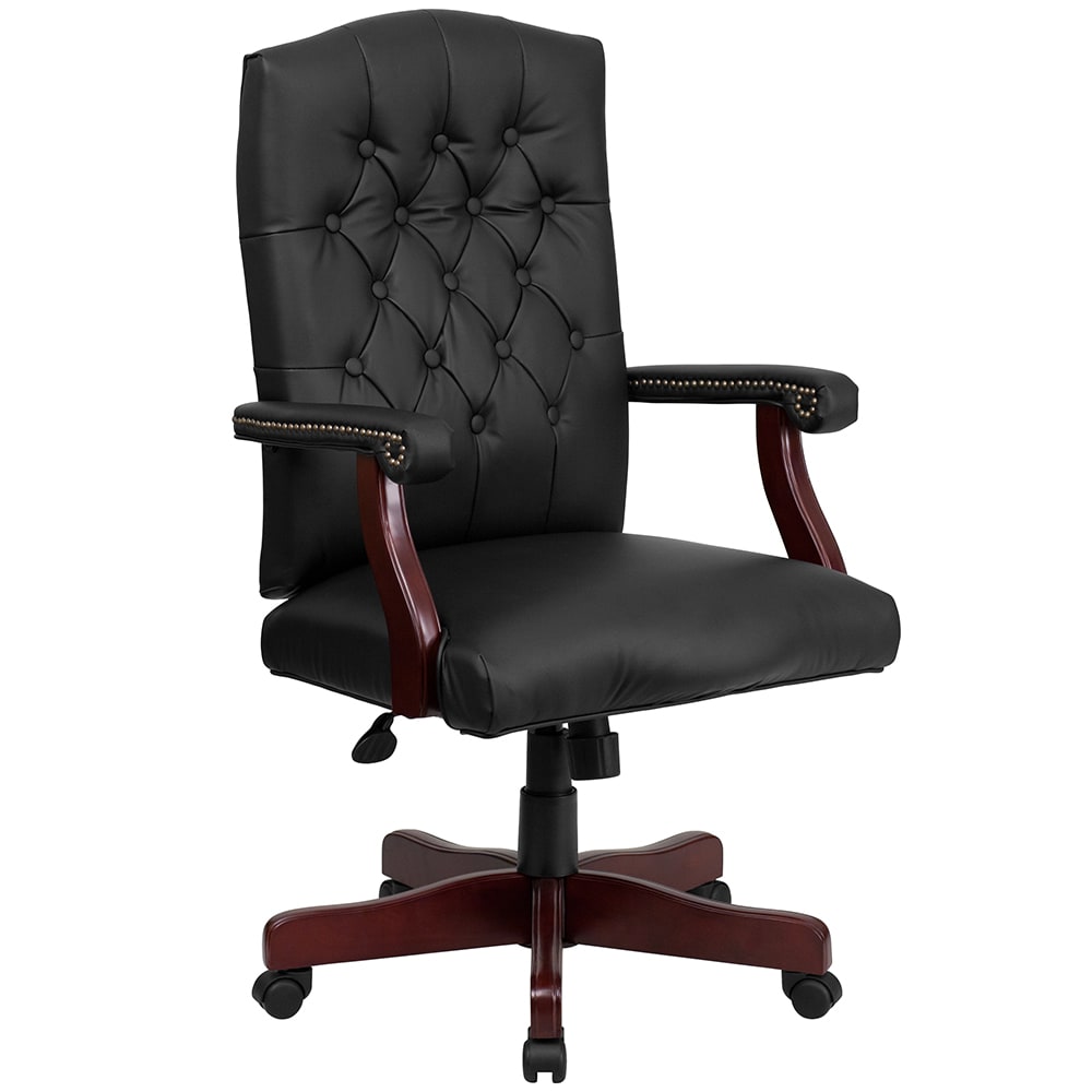 Flash Furniture 801L-LF0005-BK-LEA-GG Swivel Office Swivel Chair w/ High Back - LeatherSoft Upholstery, Black