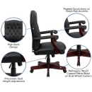 Flash Furniture 801L-LF0005-BK-LEA-GG Swivel Office Swivel Chair w/ High Back - LeatherSoft Upholstery, Black thumbnail 3