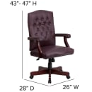 Flash Furniture 801L-LF0019-BY-LEA-GG Swivel Office Swivel Chair w/ High Back - LeatherSoft Upholstery, Burgundy thumbnail 2