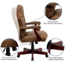 Flash Furniture 802-BRN-GG Swivel Office Swivel Chair w/ High Back - Suede Upholstery, Brown thumbnail 3