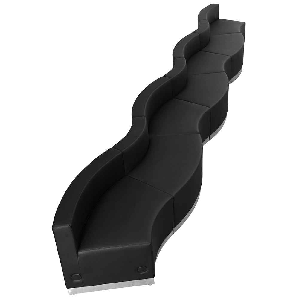 Flash Furniture ZB-803-550-SET-BK-GG 7 Piece Modular Reception Sofa Set - LeatherSoft Upholstery, Black