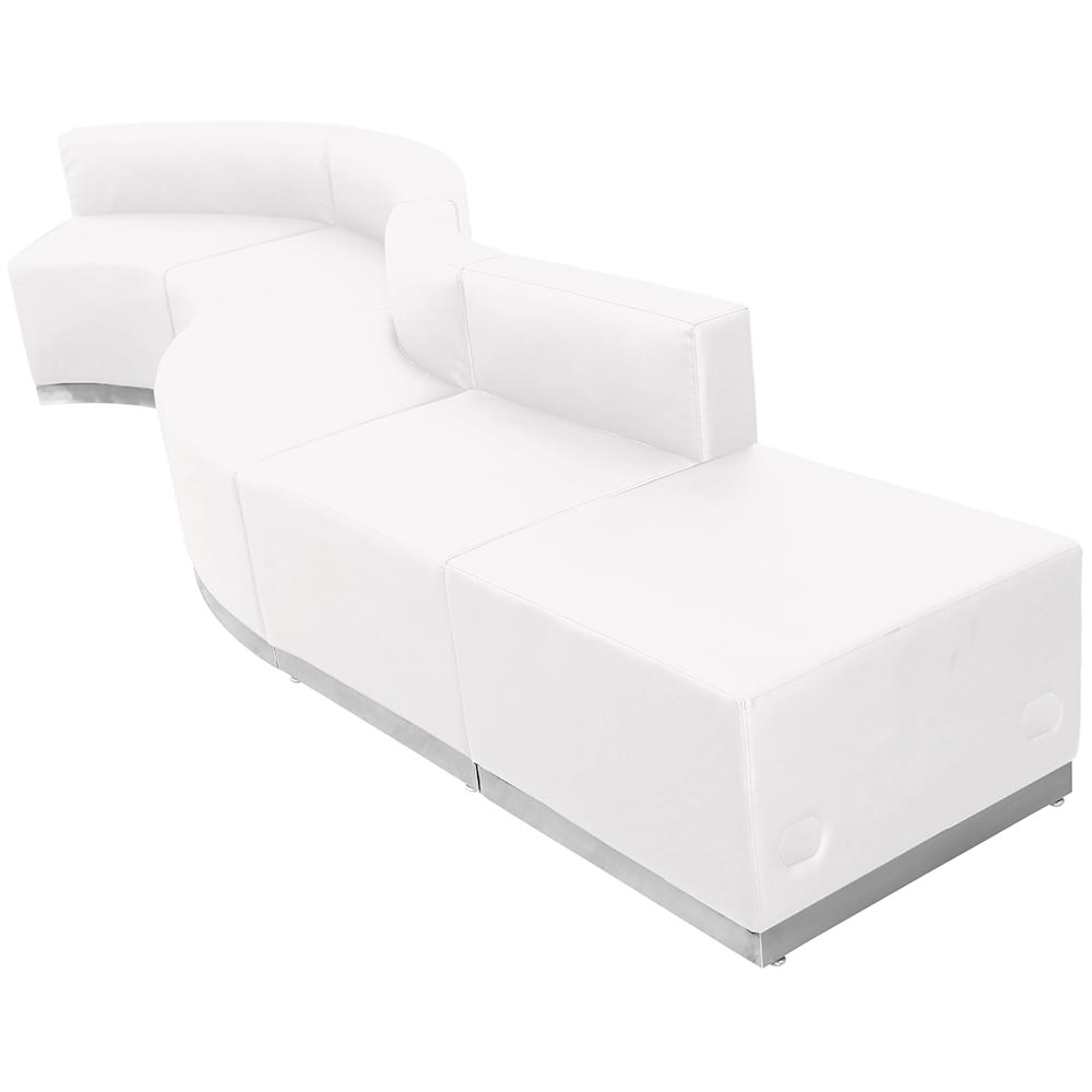 Flash Furniture ZB-803-590-SET-WH-GG 5 Piece Modular Reception Sofa Set - LeatherSoft Upholstery, White
