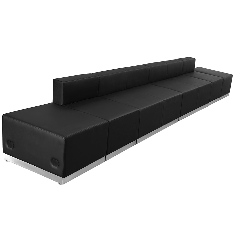 Flash Furniture ZB-803-640-SET-BK-GG 6 Piece Modular Reception Sofa Set - LeatherSoft Upholstery, Black