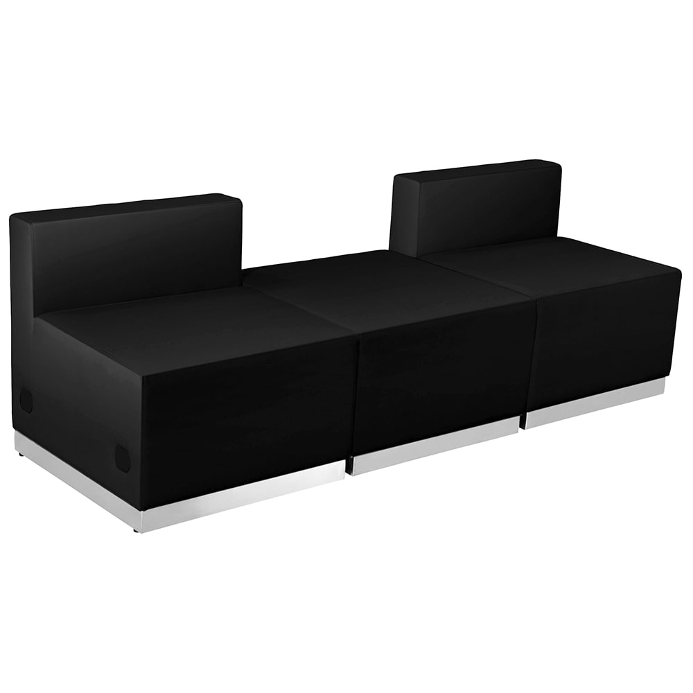 Flash Furniture ZB-803-670-SET-BK-GG 3 Piece Modular Reception Sofa Set - LeatherSoft Upholstery, Black