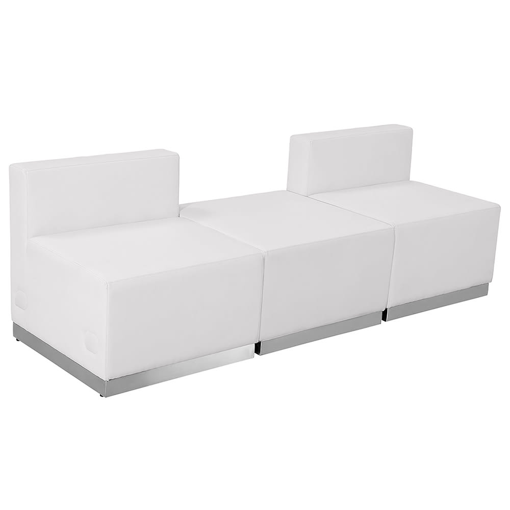 Flash Furniture ZB-803-670-SET-WH-GG 3 Piece Modular Reception Sofa Set - LeatherSoft Upholstery, White