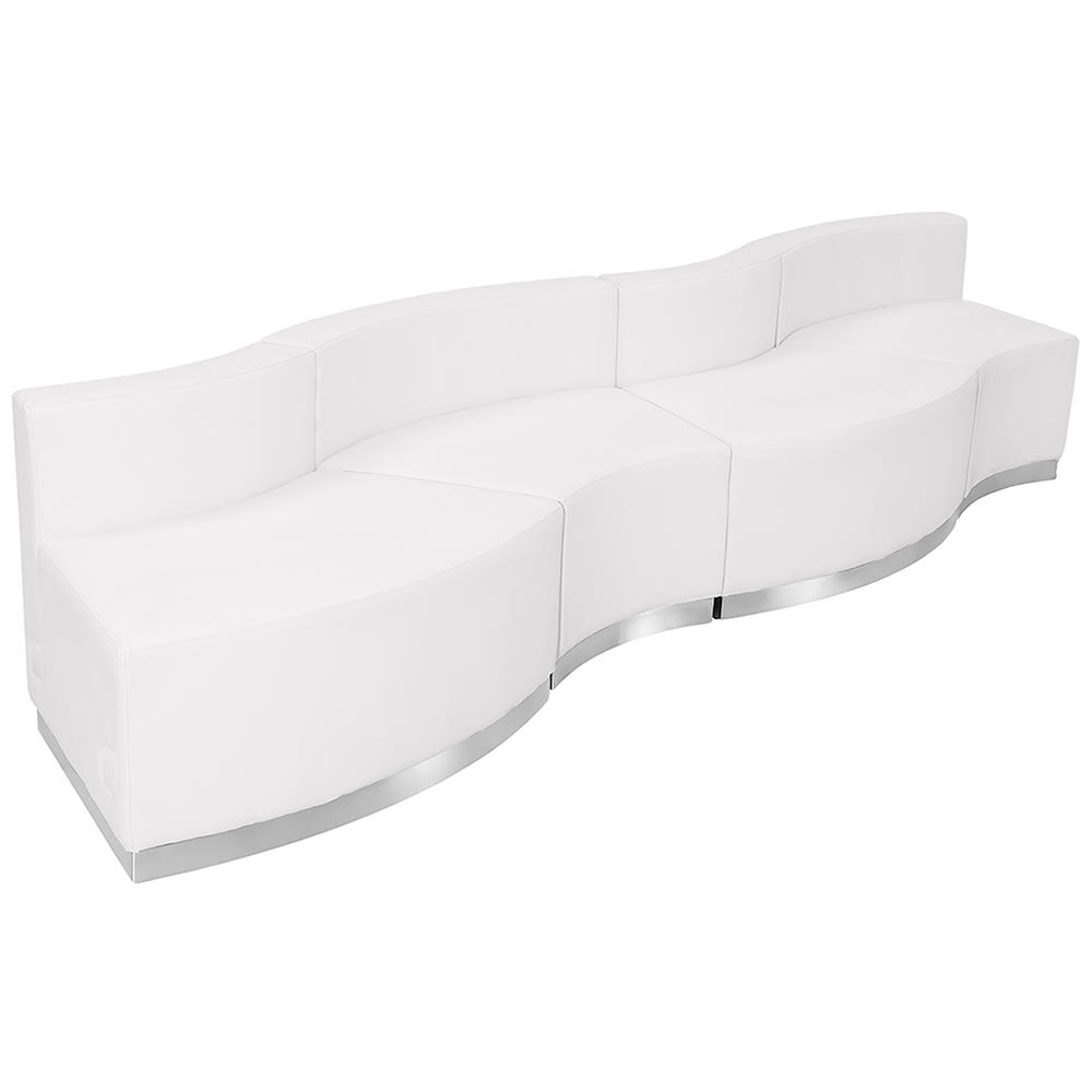 Flash Furniture ZB-803-730-SET-WH-GG 4 Piece Modular Reception Sofa Set - LeatherSoft Upholstery, White