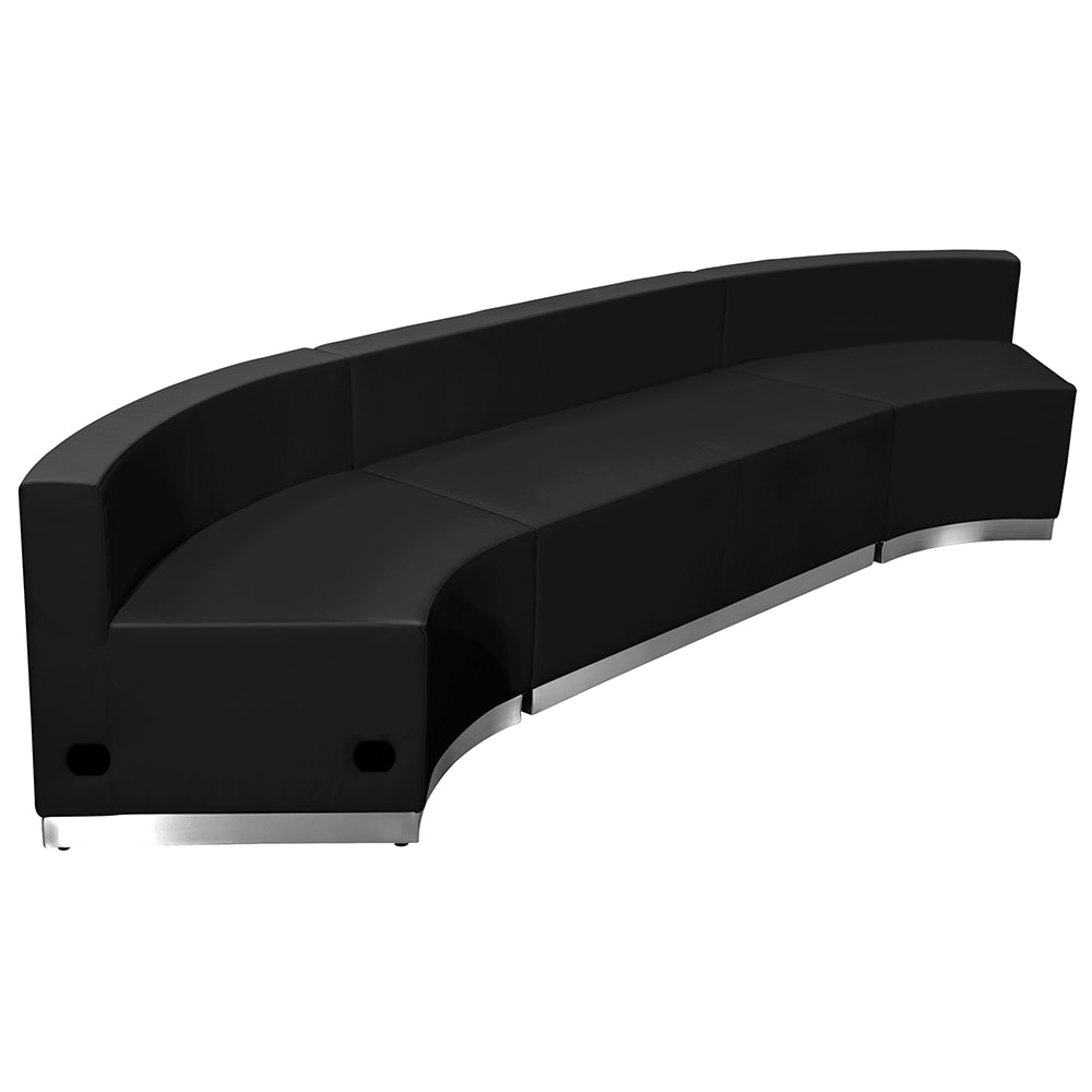 Flash Furniture ZB-803-770-SET-BK-GG 3 Piece Modular Reception Sofa Set - LeatherSoft Upholstery, Black