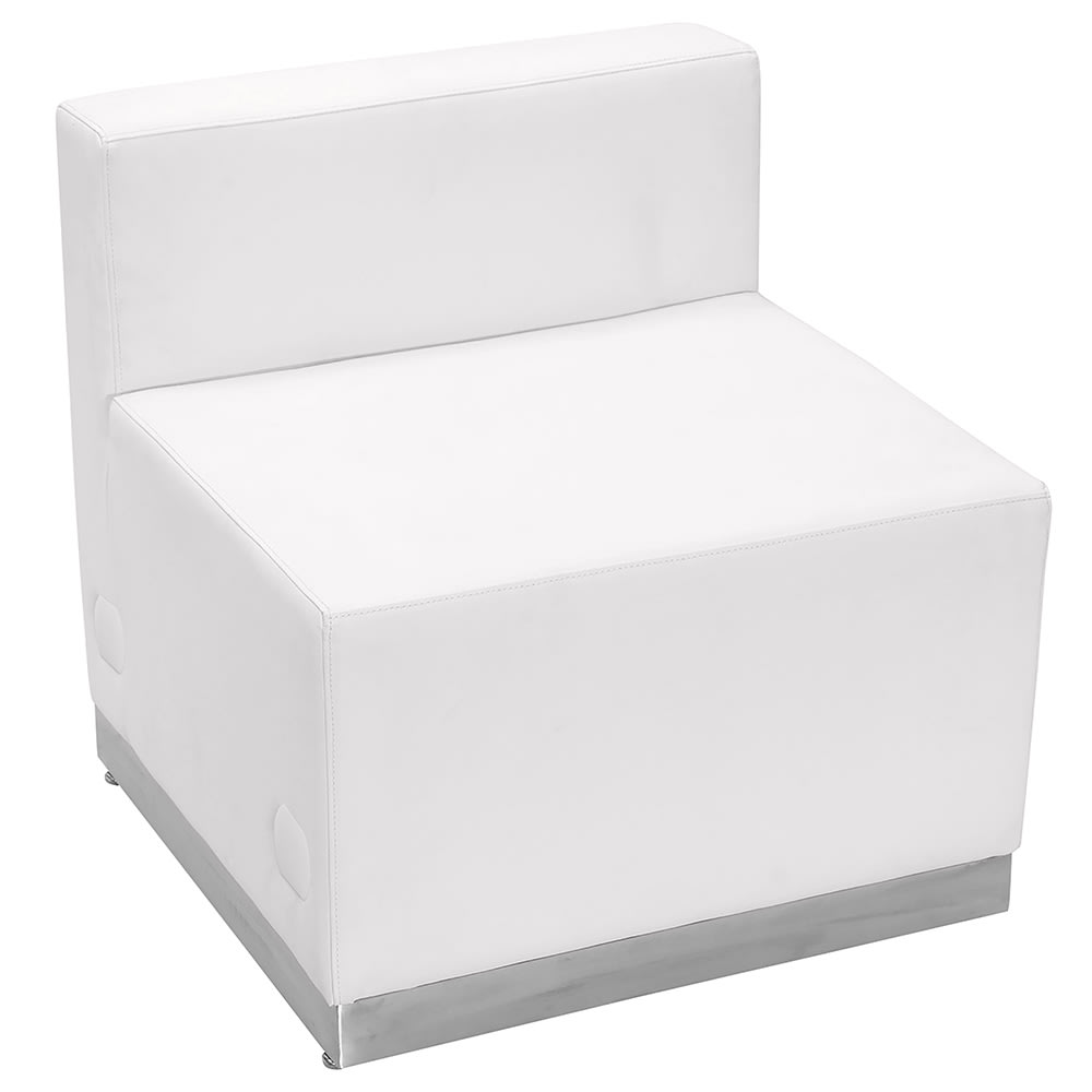 Flash Furniture ZB-803-CHAIR-WH-GG Modular Reception Chair w/ White LeatherSoft Upholstery & Stainless Base