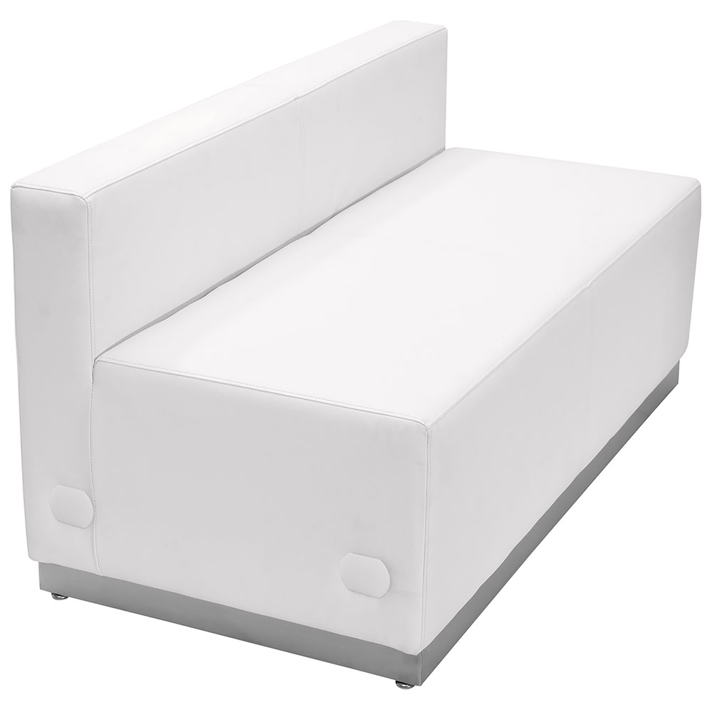Flash Furniture ZB-803-LS-WH-GG Modular Loveseat w/ White LeatherSoft Upholstery, Brushed Stainless Base