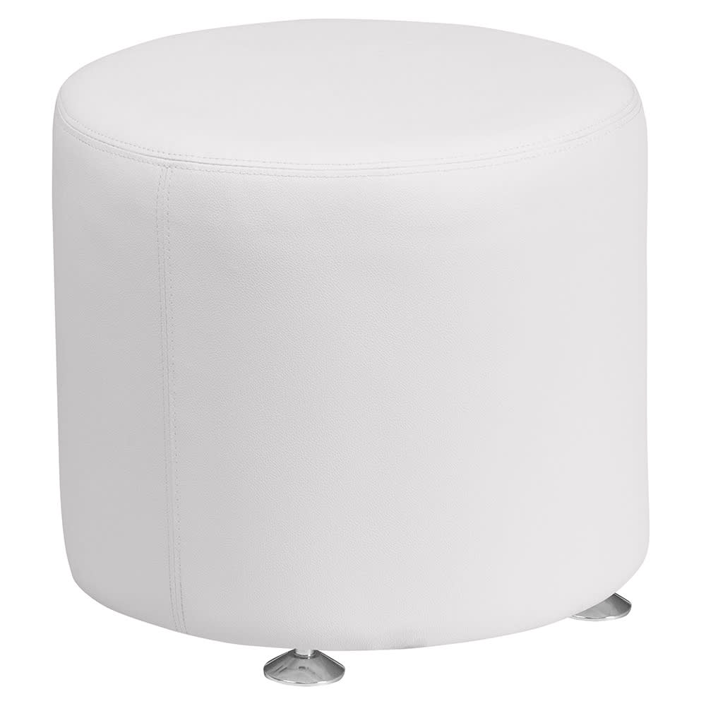 Flash Furniture ZB-803-RD-18-WH-GG 18" Round Ottoman - 16 1/2"H, White LeatherSoft Upholstery