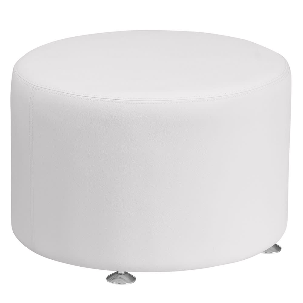Flash Furniture ZB-803-RD-24-WH-GG 24" Round Ottoman - 16 1/2"H, White LeatherSoft Upholstery