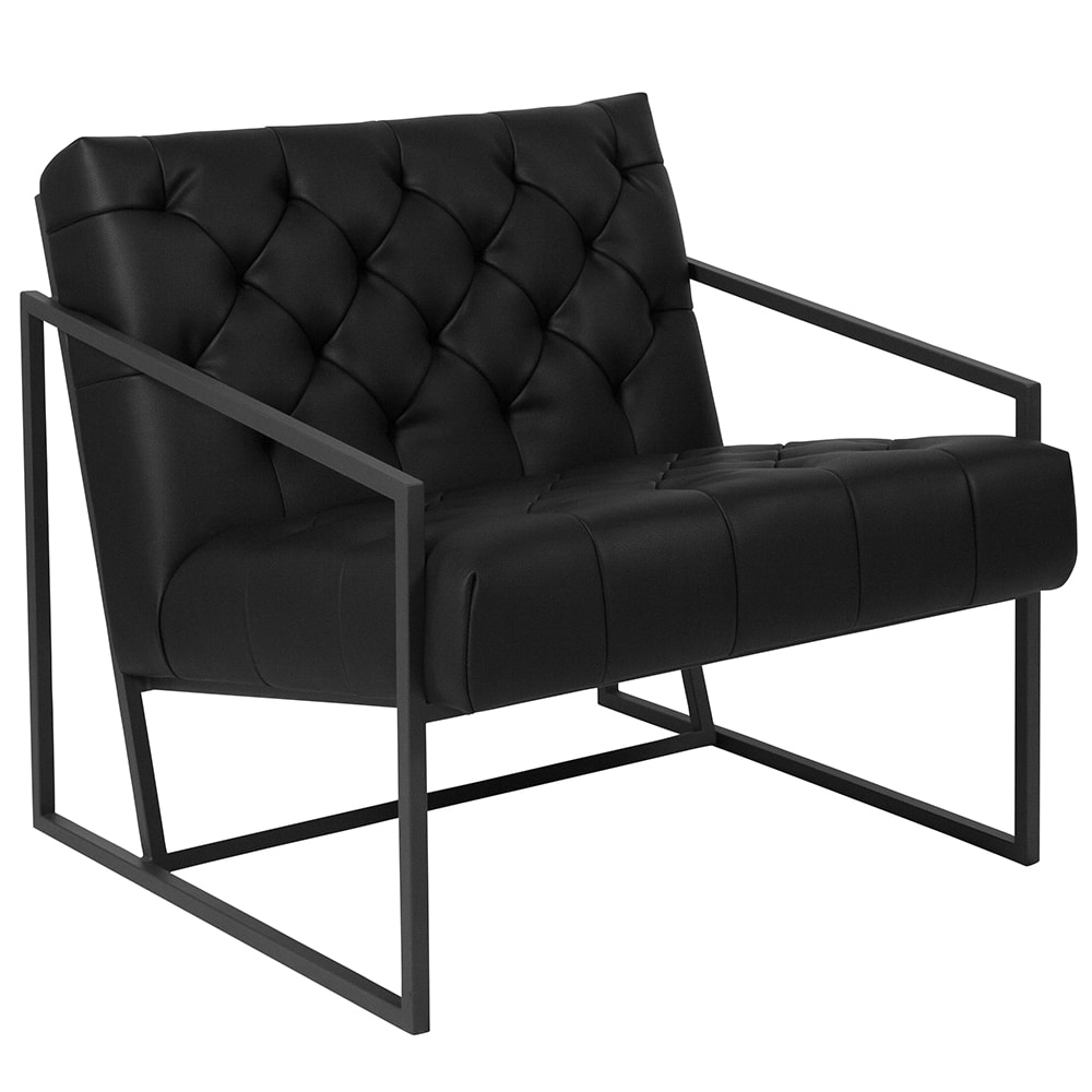 Flash Furniture ZB-8522-BK-GG Lounge Chair - Black LeatherSoft Upholstery, Gray Metal Frame
