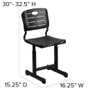 Flash Furniture YU-YCX-09010-GG Student Chair w/ Slatted Back - Black Plastic Seat, Black Steel Frame thumbnail 2
