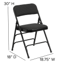 Flash Furniture AW-MC309AF-BLK-GG Folding Chair w/ Black Patterned Fabric Back & Seat - Steel Frame, Black thumbnail 2