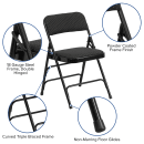Flash Furniture AW-MC309AF-BLK-GG Folding Chair w/ Black Patterned Fabric Back & Seat - Steel Frame, Black thumbnail 6