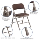 Flash Furniture AW-MC309AF-BRN-GG Folding Chair w/ Brown Patterned Fabric Back & Seat - Steel Frame, Beige thumbnail 6