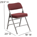 Flash Furniture AW-MC320AF-BG-GG Folding Chair w/ Burgundy Patterned Fabric Back & Seat - Steel Frame, Gray Finish thumbnail 2