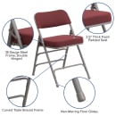 Flash Furniture AW-MC320AF-BG-GG Folding Chair w/ Burgundy Patterned Fabric Back & Seat - Steel Frame, Gray Finish thumbnail 6