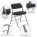 Flash Furniture AW-MC320AF-BK-GG Folding Chair w/ Black Patterned Fabric Back & Seat - Steel Frame, Gray thumbnail 6