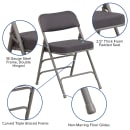 Flash Furniture AW-MC320AF-GRY-GG Folding Chair w/ Gray Fabric Back & Seat - Steel Frame, Gray thumbnail 6