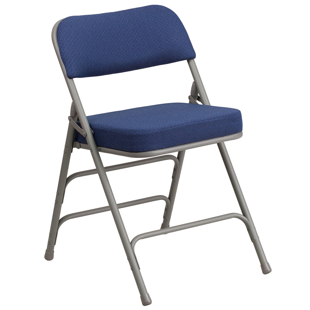Flash Furniture AW-MC320AF-NVY-GG Folding Chair w/ Navy Blue Fabric Back & Seat - Steel Frame, Gray