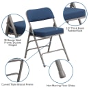Flash Furniture AW-MC320AF-NVY-GG Folding Chair w/ Navy Blue Fabric Back & Seat - Steel Frame, Gray thumbnail 6