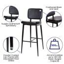 Flash Furniture AY-S01-BK-GG Bar Stool w/ Black LeatherSoft Upholstered Back & Seat, Black thumbnail 3