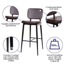 Flash Furniture AY-S01-BR-GG Bar Stool w/ Brown LeatherSoft Upholstered Back & Seat, Black thumbnail 3