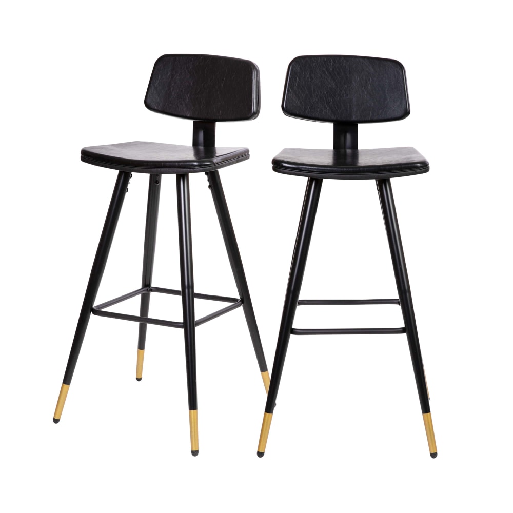 Flash Furniture AY-S02-BK-GG Bar Stool w/ Black LeatherSoft Upholstered Back & Seat, Black