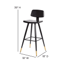 Flash Furniture AY-S02-BK-GG Bar Stool w/ Black LeatherSoft Upholstered Back & Seat, Black thumbnail 2