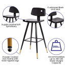 Flash Furniture AY-S02-BK-GG Bar Stool w/ Black LeatherSoft Upholstered Back & Seat, Black thumbnail 3