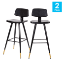 Flash Furniture AY-S02-BK-GG Bar Stool w/ Black LeatherSoft Upholstered Back & Seat, Black thumbnail 4