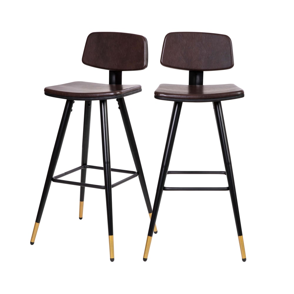 Flash Furniture AY-S02-BR-GG Bar Stool w/ Brown LeatherSoft Upholstered Back & Seat, Black