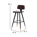 Flash Furniture AY-S02-BR-GG Bar Stool w/ Brown LeatherSoft Upholstered Back & Seat, Black thumbnail 2