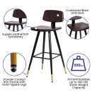 Flash Furniture AY-S02-BR-GG Bar Stool w/ Brown LeatherSoft Upholstered Back & Seat, Black thumbnail 3