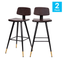 Flash Furniture AY-S02-BR-GG Bar Stool w/ Brown LeatherSoft Upholstered Back & Seat, Black thumbnail 4