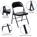 Flash Furniture BD-F002-BK-GG Folding Chair w/ Black Steel Back & Seat - Steel Frame, Black thumbnail 6