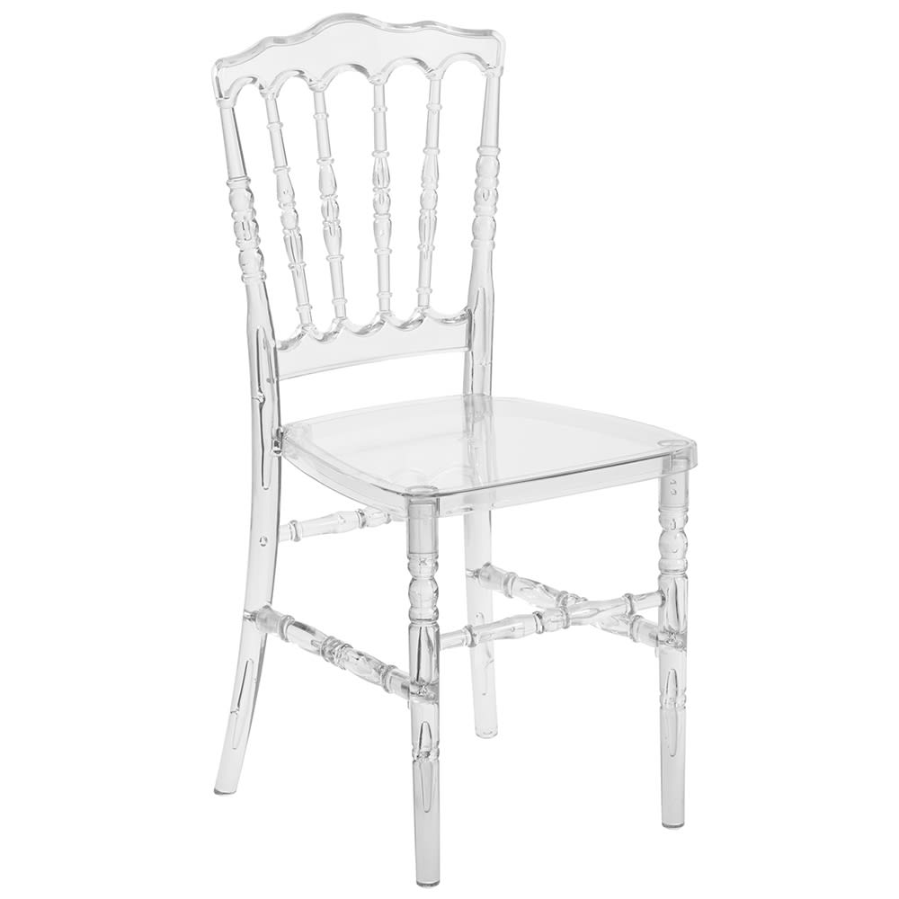 Flash Furniture BH-H002-CRYSTAL-GG Stacking Napoleon Chair w/ Slat Back - Polycarbonate, Crystal Ice