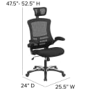 Flash Furniture BL-X-5H-GG Swivel Office Chair w/ High Back - Black Mesh Back & Seat thumbnail 2