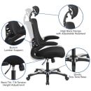 Flash Furniture BL-X-5H-GG Swivel Office Chair w/ High Back - Black Mesh Back & Seat thumbnail 6