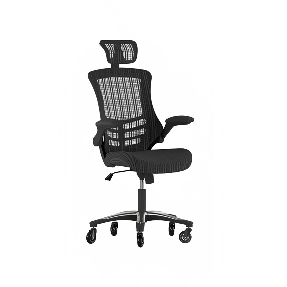 Flash Furniture BL-X-5H-RLB-GG Swivel Office Chair w/ High Back & Roller Wheels - Black Mesh Back & Seat