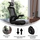 Flash Furniture BL-X-5H-RLB-GG Swivel Office Chair w/ High Back & Roller Wheels - Black Mesh Back & Seat thumbnail 5