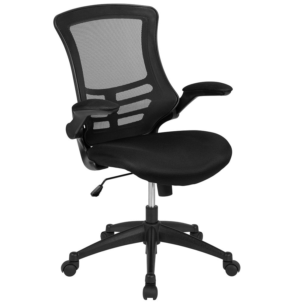 Flash Furniture BL-X-5M-BK-GG Swivel Office Chair w/ Mid Back - Black Mesh Back & Seat