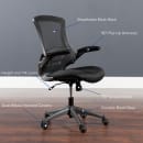 Flash Furniture BL-X-5M-BK-GG Swivel Office Chair w/ Mid Back - Black Mesh Back & Seat thumbnail 12