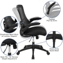 Flash Furniture BL-X-5M-BK-GG Swivel Office Chair w/ Mid Back - Black Mesh Back & Seat thumbnail 6