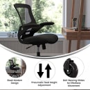 Flash Furniture BL-X-5M-BK-RLB-GG Swivel Office Chair w/ Mid Back & Roller Wheels - Black Mesh Back & Seat thumbnail 5