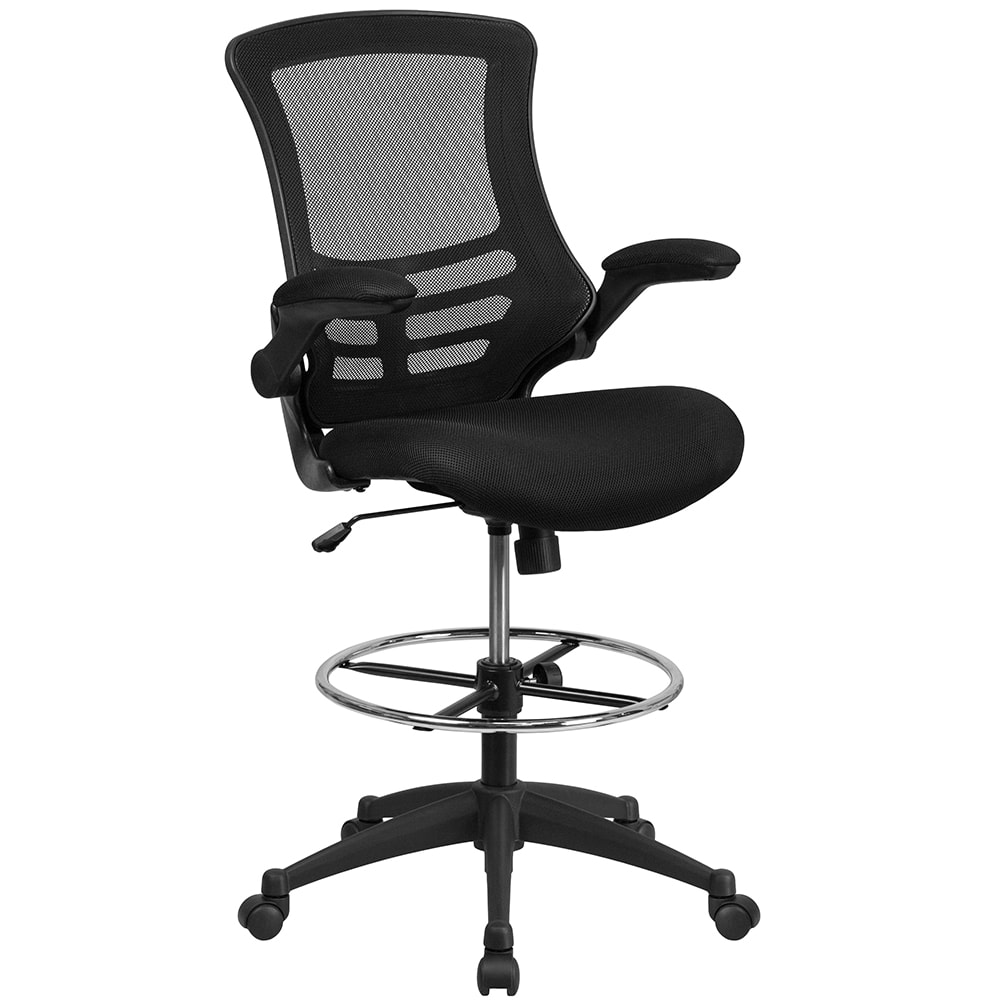 Flash Furniture BL-X-5M-D-GG Swivel Office Chair w/ Mid Back - Black Mesh Back & Seat
