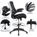 Flash Furniture BL-X-5M-D-GG Swivel Office Chair w/ Mid Back - Black Mesh Back & Seat thumbnail 6