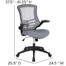 Flash Furniture BL-X-5M-DKGY-GG Swivel Drafting Chair w/ Dark Gray Mesh Back & Seat - Black Base w/ Foot Ring thumbnail 3