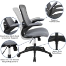 Flash Furniture BL-X-5M-DKGY-GG Swivel Drafting Chair w/ Dark Gray Mesh Back & Seat - Black Base w/ Foot Ring thumbnail 7